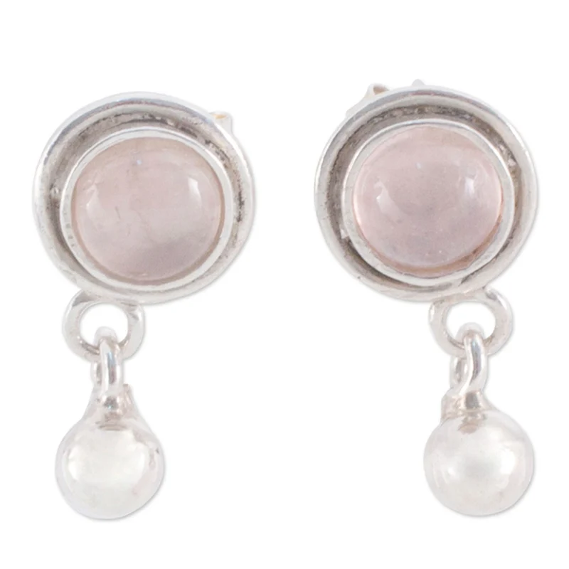 Einzigartige Sterling Silber Rosenquarz Ohrringe Ohrringe für Frauen Handgemachter böhmischer Schmuck Geschenk für Sie