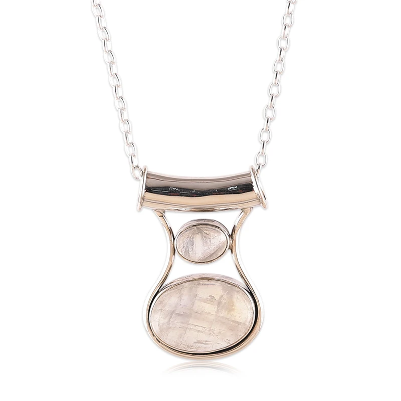 Simply Mystic Regenbogen-Mondstein-Halskette aus Sterlingsilber, natürlicher Feuer-Regenbogen-Mondstein, Geschenk für Sie