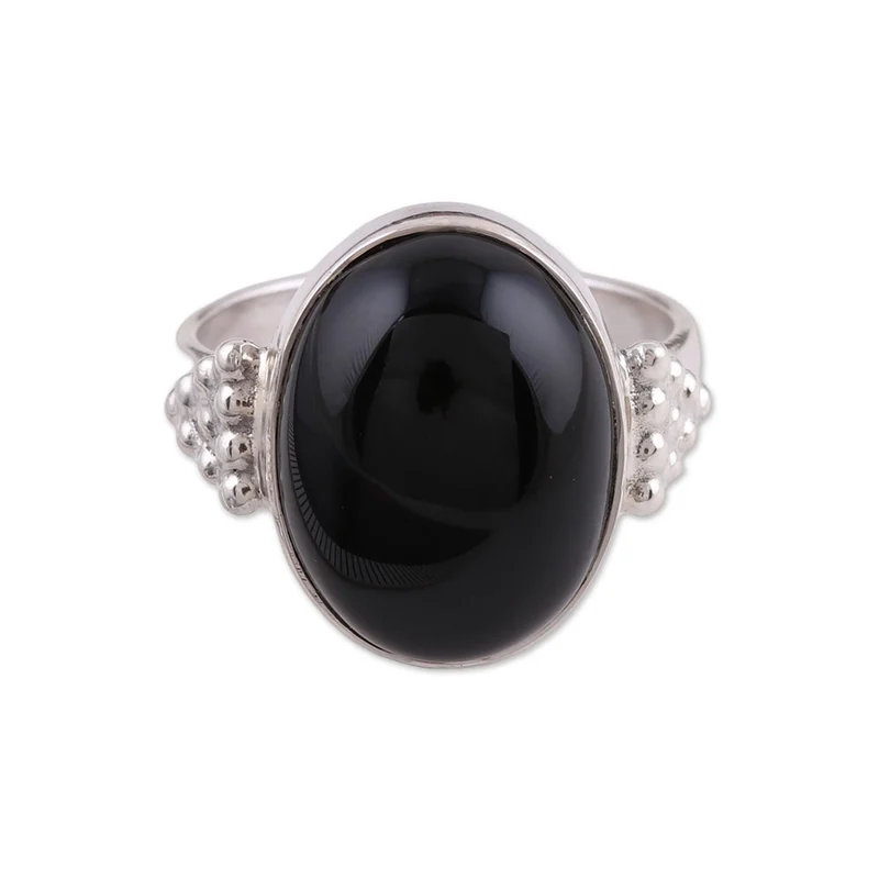 Handgefertigter Cocktailring aus 925er Sterlingsilber mit Onyx, Statement-Ring, handgefertigter Ring, Damenring aus Silber, Geschenk für sie und Mama
