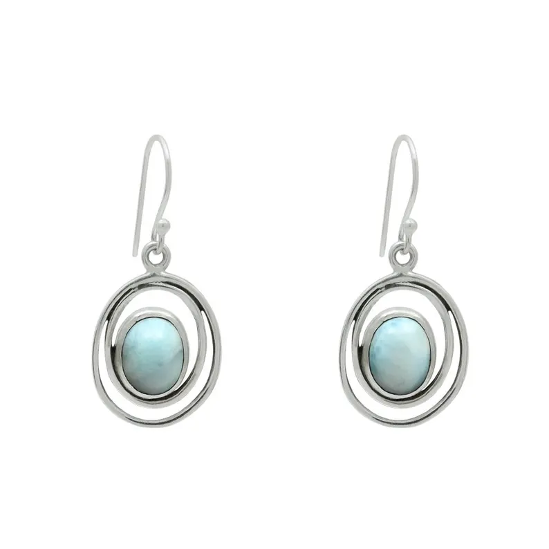 Natürliche Larimar Edelstein Ohrringe 925 Sterling Silber Handgemachte Ohrringe für Frauen Larimar Ohrhänger
