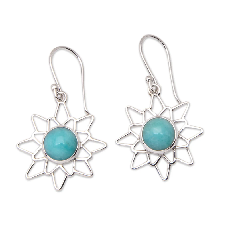 Chakra-inspirierte Dangle Ohrringe mit Amazonit Cabochons Damenschmuck Boho Ohrringe Handgemachte Edelstein Ohrringe Hochzeitsschmuck Geschenk für Sie & Mama