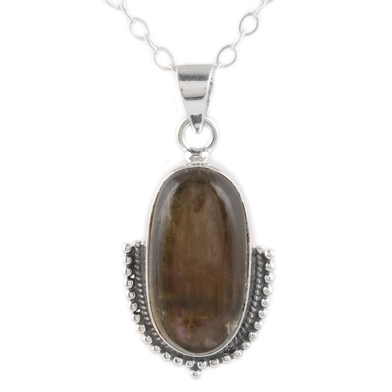 Natürlicher Labradorit Anhänger Halskette 925 Sterling Silber Anhänger Halskette Zarter Labradorit Schmuck Geschenk für Sie