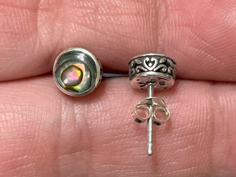Abalone-Muschel-Ohrstecker Abalone-Muschel-Ohrringe Ohrstecker Muschel Abalone Zierlicher Abalone-Ohrring Böhmischer Schmuck Geschenk für Sie & Mama