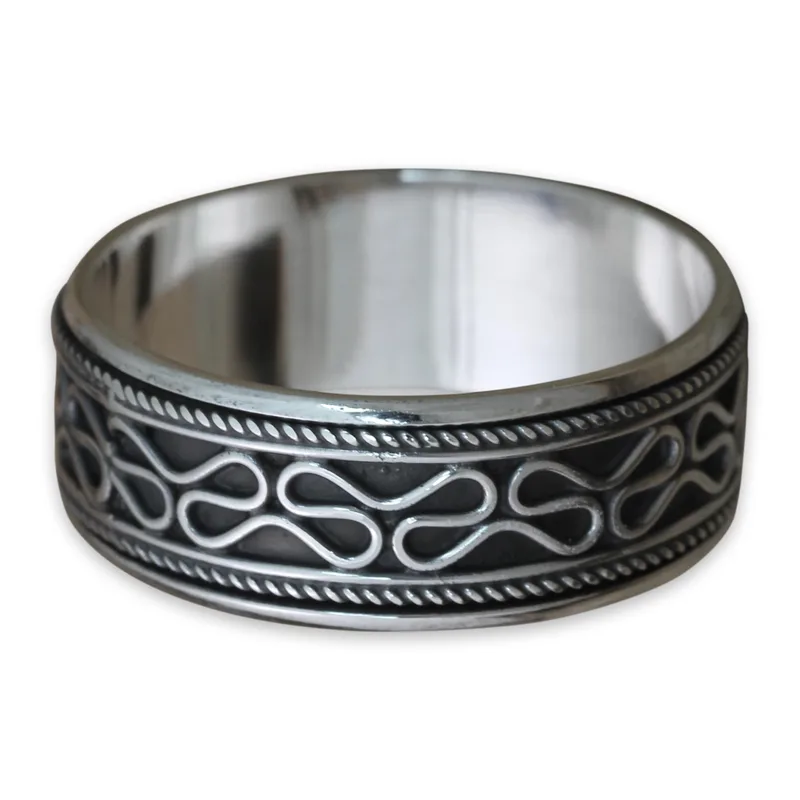 Rolling Waves Spinner Ring 925 Sterling Silber Silberschmuck Handgemachter Böhmischer Zierlicher Ring Geschenk für Sie Geburtstagsgeschenk