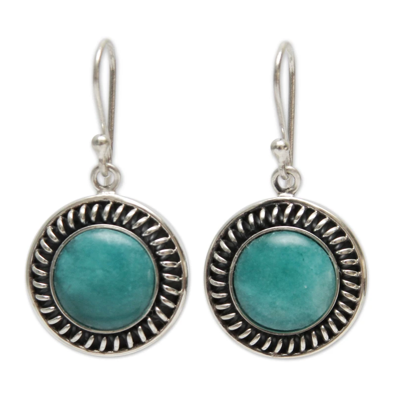 Handgemachte Sterling Silber Hänge-Amazonit-Ohrringe Damenschmuck Boho Ohrringe Handgemachte Edelstein-Ohrringe Hochzeitsschmuck Geschenk für Sie