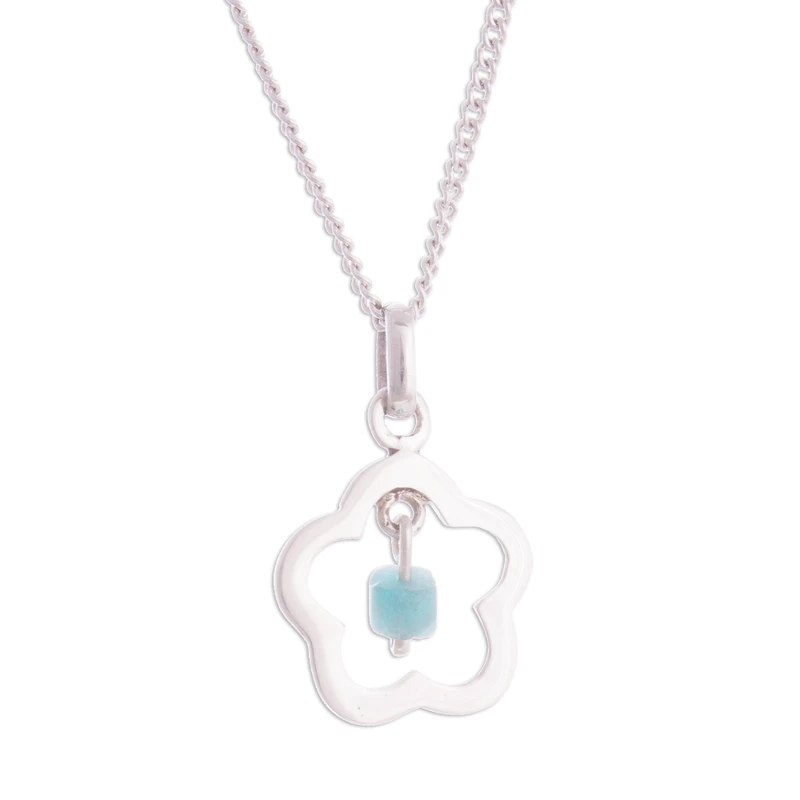 Blumenförmige Amazonit-Halskette 925 Sterling Silber Amazonit-Schmuck Handgefertigter Schmuck Böhmische Halsketten Geschenk für Sie
