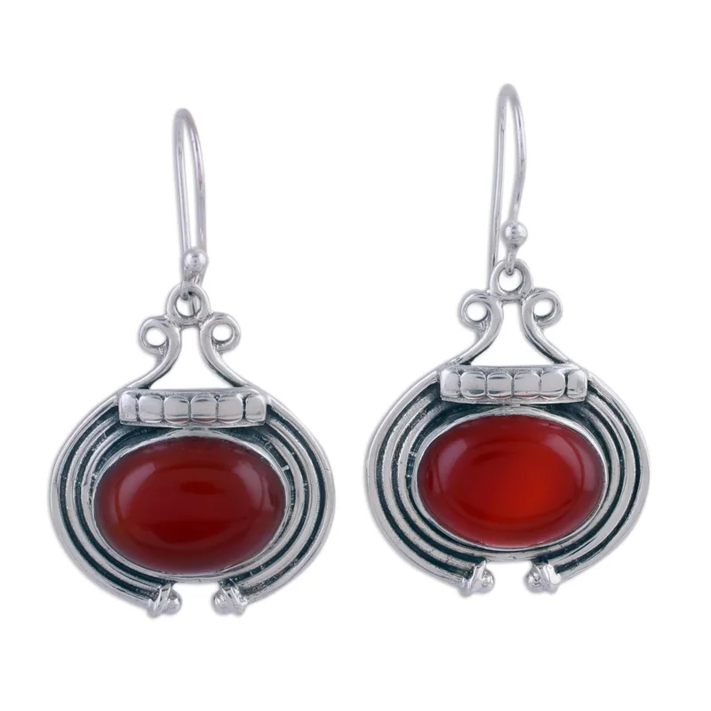 Artisan Jewelry Earrings with Carnelian and Sterling Silver Gemstone Earrings August Birthstone Gift For Her