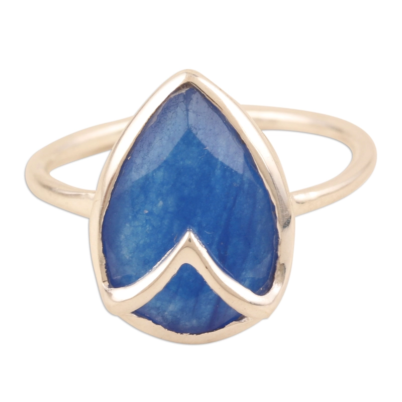 Blauer Onyx und Sterling Silber Ring handgefertigt Design Geschenk für Sie