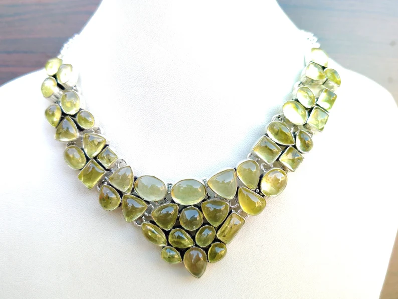 Lemonquarz-Halsketten Hochzeitskette Natürlicher Edelstein Lemonquarz Lemonquarz-Schmuck Geschenkbox für Damen-Halsketten