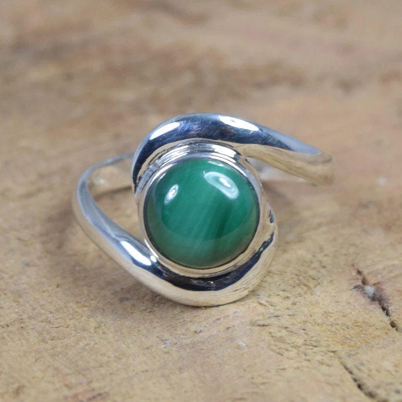 Green Malachite 925 Sterling Silver Gemstone Ring Designer Jewelry Natural Gemstone Ring April Month Birthstone Gift For Valentine Day