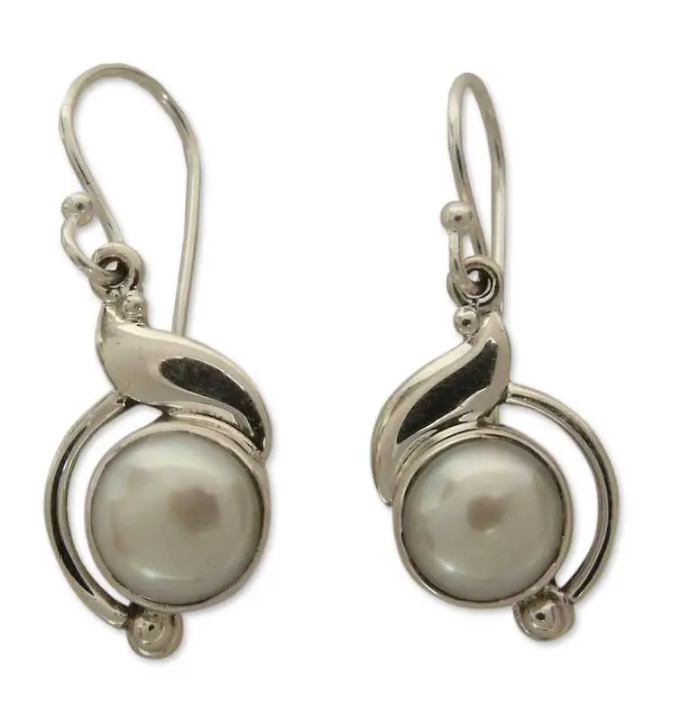 Ohrringe aus Sterlingsilber und Perlen, handgefertigter Schmuck für Frauen, Boho-Ohrringe, handgemachte Edelstein-Ohrringe, Hochzeitsschmuck, Geschenk für sie