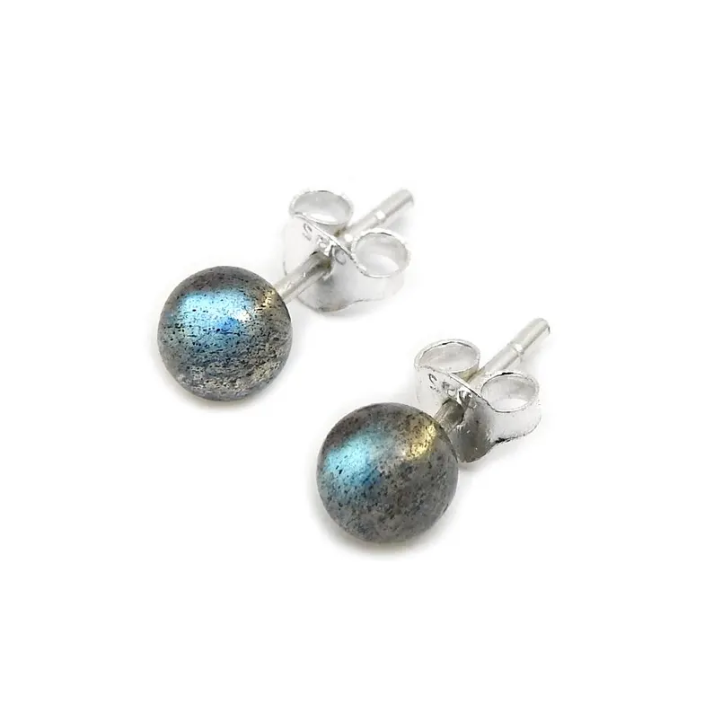 Labradorit Ohrstecker Rund Ohrstecker Labradorit Kleine Ohrstecker 925 Silber Schmuck Edelstein Ohrring Geschenk für Mama
