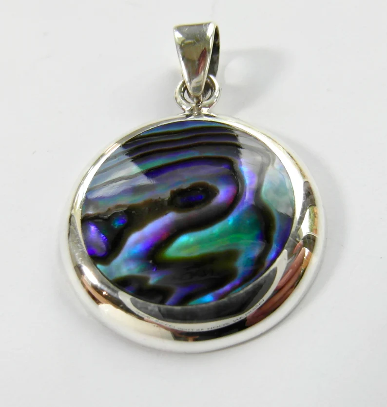 925 Sterling Silber Abalone Muschel Anhänger Halskette Muschelschmuck Strand Sommerschmuck für Frauen Buntes Muschelgeschenk für Sie