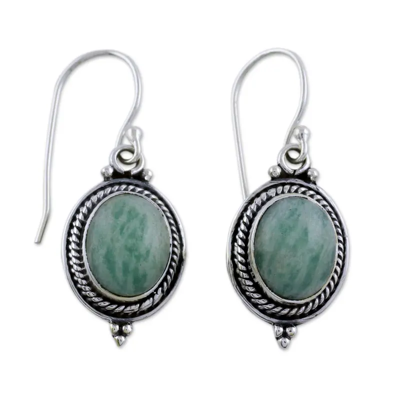 Handgefertigte indische Ohrringe mit Amazonit, Damenschmuck, Boho-Ohrringe, handgemachte Edelsteinohrringe, Hochzeitsschmuck Geschenk für Sie