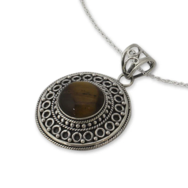 Power Gems Tigerauge Anhänger Halskette Echte Edelstein Halskette 925 Sterling Silber Böhmischer Schmuck Geschenk für Sie