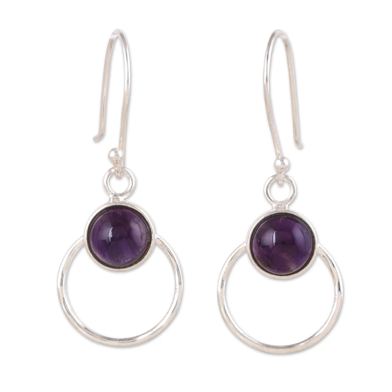 925 Sterling Silber Ohrhänger mit Amethyst Stein Handgemachte Ohrringe Geschenkartikel Geburtstagsgeschenk Bohemian Schmuck Geschenk für Sie