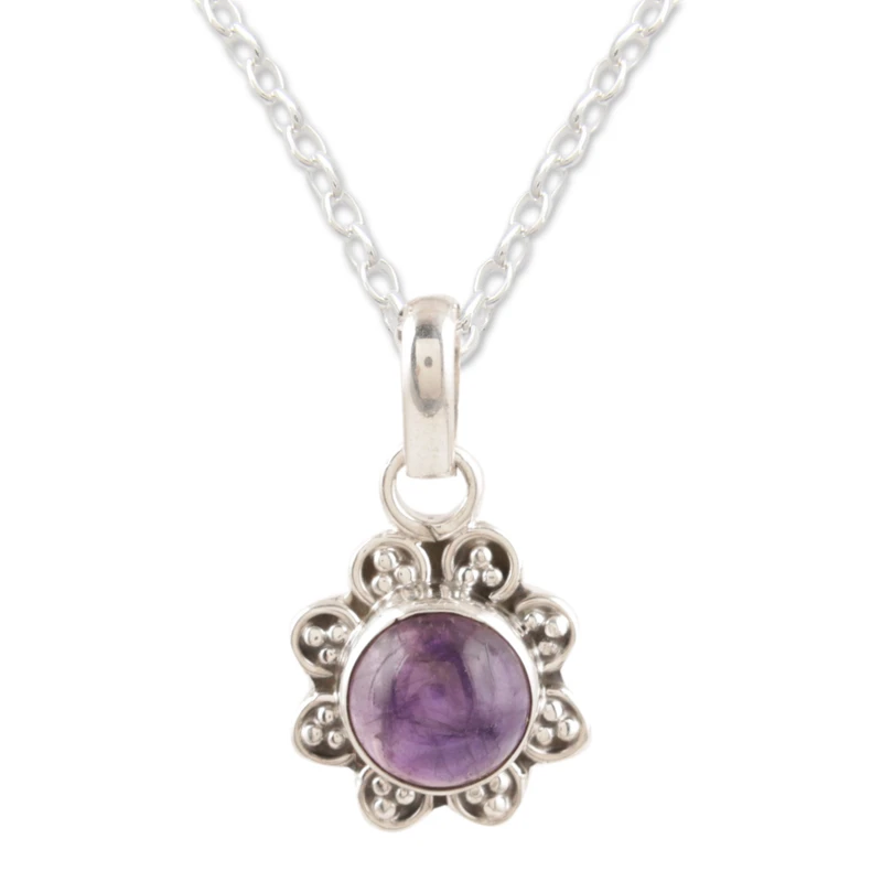 Handgefertigte Amethyst-Halskette 925 Sterling Silber Halskette Amethyst Edelstein-Halskette Statement-Halskette Amethyst Schmuck Geschenk für Frauen Geburtstagsgeschenk
