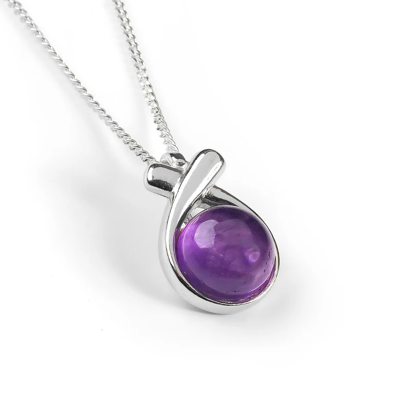 Klassische natürliche Amethyst-Halskette aus Sterlingsilber, zarte Halskette, minimalistische Halskette, Brautjungfern-Geschenk, Februar-Geburtsstein-Halskette