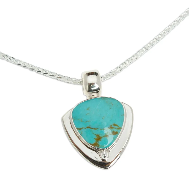 Pyramide der Freundschaft Moderne Halskette aus Sterlingsilber und Naturtürkis 925 Sterling Silber Anhänger Halskette Zarte Halskette Perfektes Muttertagsgeschenk Böhmischer Schmuck Geschenk für Sie
