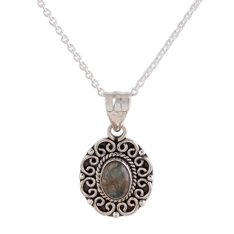 925 Sterling Silber Anhänger Halskette Schmuck Oval Labradorit Edelstein Boho Zierlicher Labradorit Schmuck Geschenk für Sie