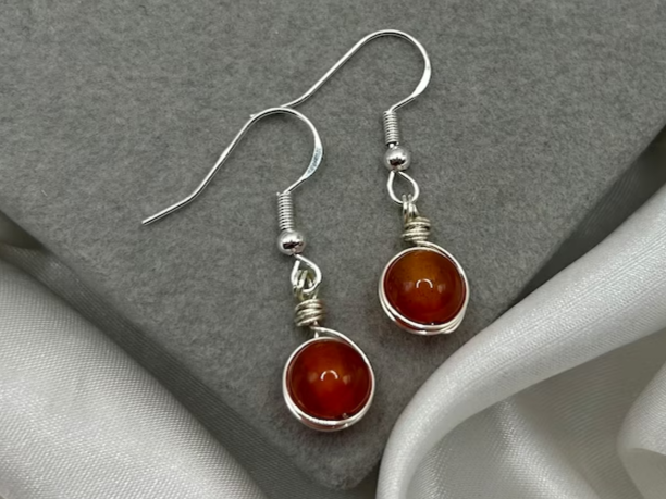 Geburtsstein Karneol Heilkristall Ohrringe Silber Baumeln Tropfen Ohrringe Charm Zarte Kleine Minimalistische Handgemachte Schmuck Geschenk Für Sie