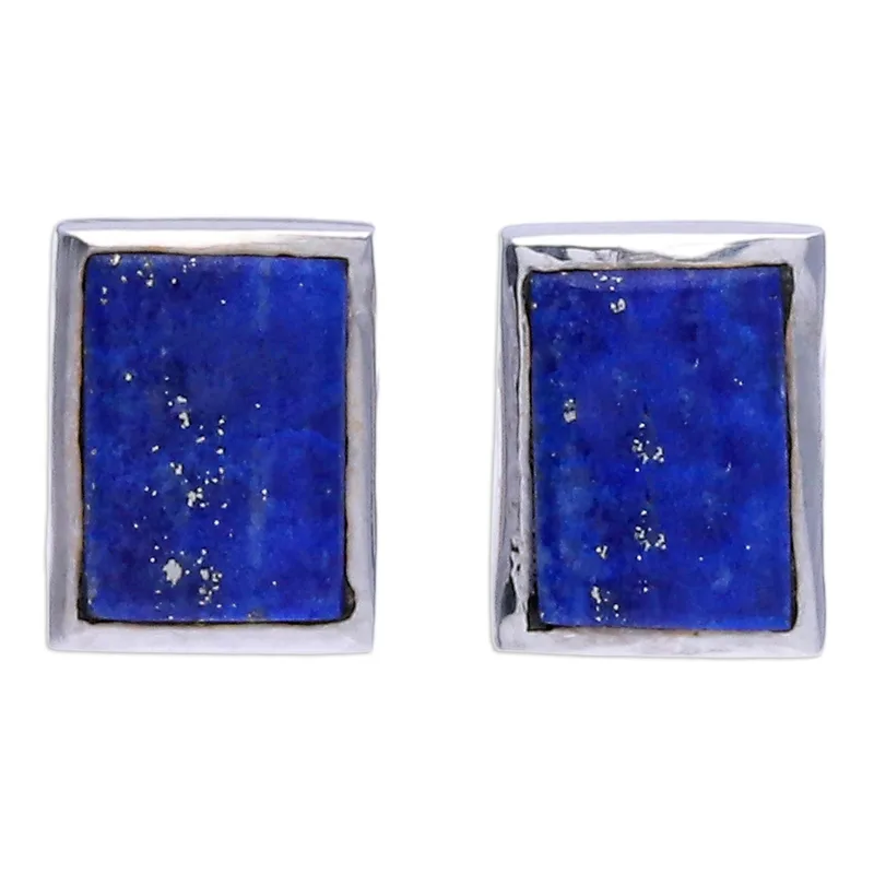 Handgefertigte Lapislazuli und Sterling Silber Ohrstecker 925 massives Silber Handgefertigte Ohrstecker Alltagsohrstecker Ohrring Geburtstagsgeschenk für Sie