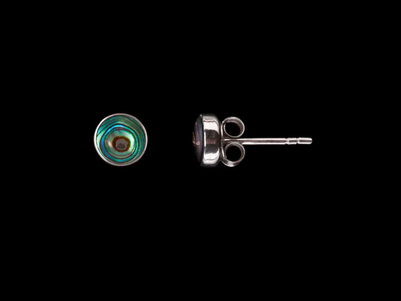 Runde Abalone Muschel Ohrstecker Abalone Ohrringe Ohrstecker Zarte Abalone Ohrringe Böhmischer Schmuck Geschenk für Sie
