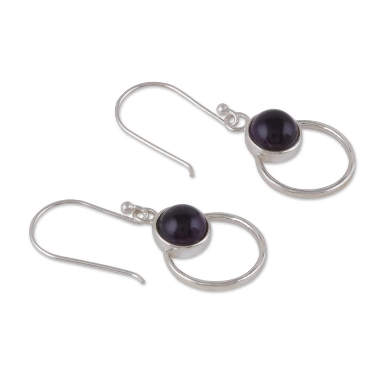 925 Sterling Silber Ohrhänger mit Amethyst Stein Handgemachte Ohrringe Geschenkartikel Geburtstagsgeschenk Bohemian Schmuck Geschenk für Sie