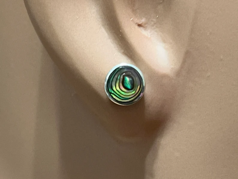 Abalone-Muschel-Ohrstecker Abalone-Muschel-Ohrringe Ohrstecker Muschel Abalone Zierlicher Abalone-Ohrring Böhmischer Schmuck Geschenk für Sie & Mama