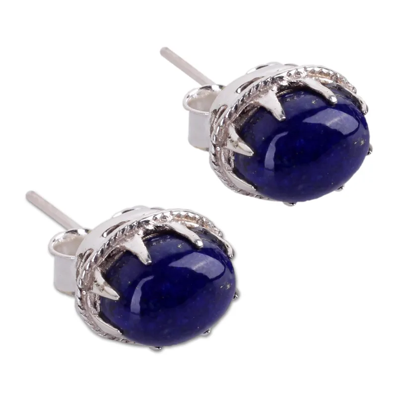 Ochtendmysterie Lapis Lazuli Oorknopjes 925 Sterling Zilveren Oorknopjes Handgemaakte Oorknopjes Dagelijkse Oorknopjes Cadeau voor Haar
