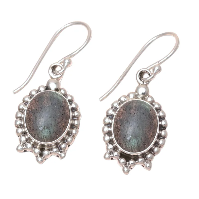 Natürliche Labradorit Ohrhänger 925 Sterling Silber Ohrringe Blaue Edelstein Hängeohrringe Labradorit Schmuckgeschenk für Sie