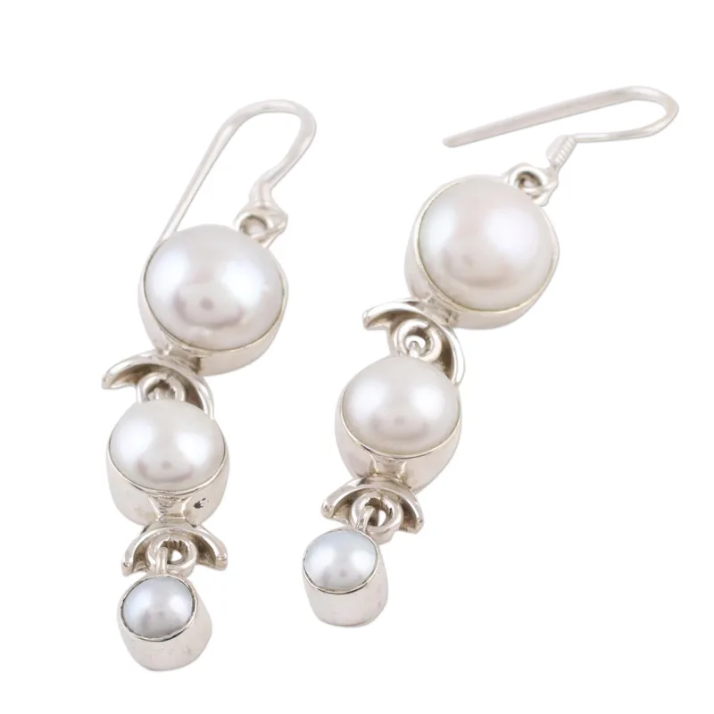 Perlenohrringe Handgefertigter Brautschmuck aus Sterlingsilber Boho Ohrringe Handgemachte Edelsteinohrringe Hochzeitsschmuck Geschenk für sie