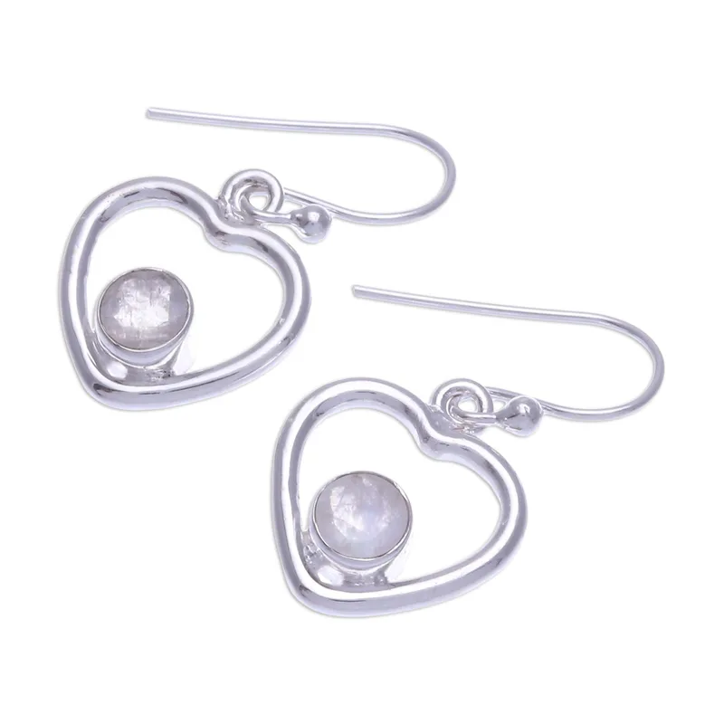 Herzform Regenbogen Mondstein Ohrringe 925 Sterling Silber Ohrring Handgemachte Edelstein Ohrringe Geschenk Für Sie Boho Ohrring