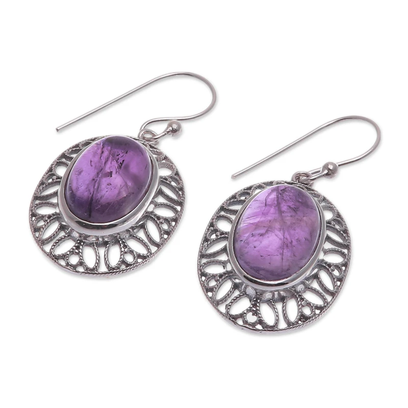 Florale Natürliche Amethyst Ohrhänger Handgemachte Ohrringe Geschenkartikel Geburtstagsgeschenk für Sie
