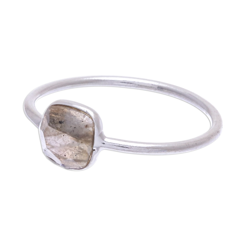 Einfacher Labradorit-Ring 925 Handgefertigt Design Sterlingsilber Geschenk Für Sie & Mutter