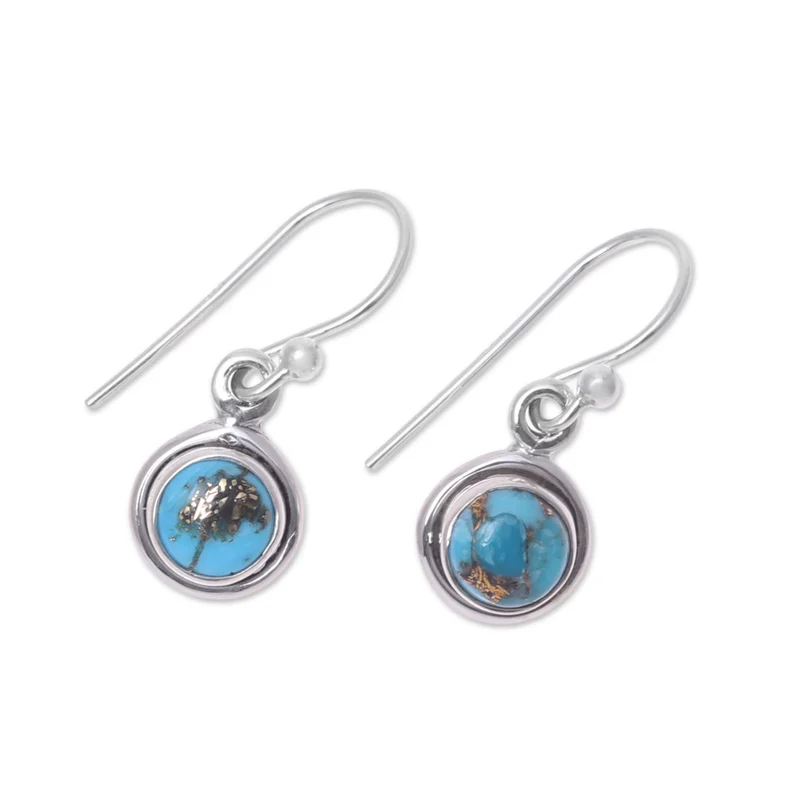 Ohrringe aus 925er Sterlingsilber mit blauem Türkis, handgefertigte Edelstein-Ohrstecker, Geschenkidee für Brautjungfern, Hochzeitsschmuck