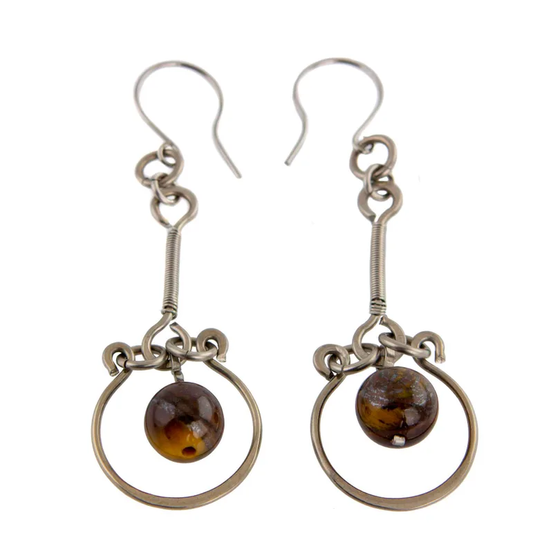 Runde Tigerauge-Tropfen-Ohrhänger aus 925 Sterling Silber Handgemachte Edelstein-Silberohrringe Geschenke zum Muttertag Alltagsschmuck Geschenk für Sie