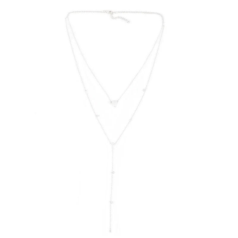 Rainbow Moonstone and Cubic Zirconia Y Necklace 925 Sterling Silver Handmade Bohemian Jewelry Anniversary Gift For Her & Mom