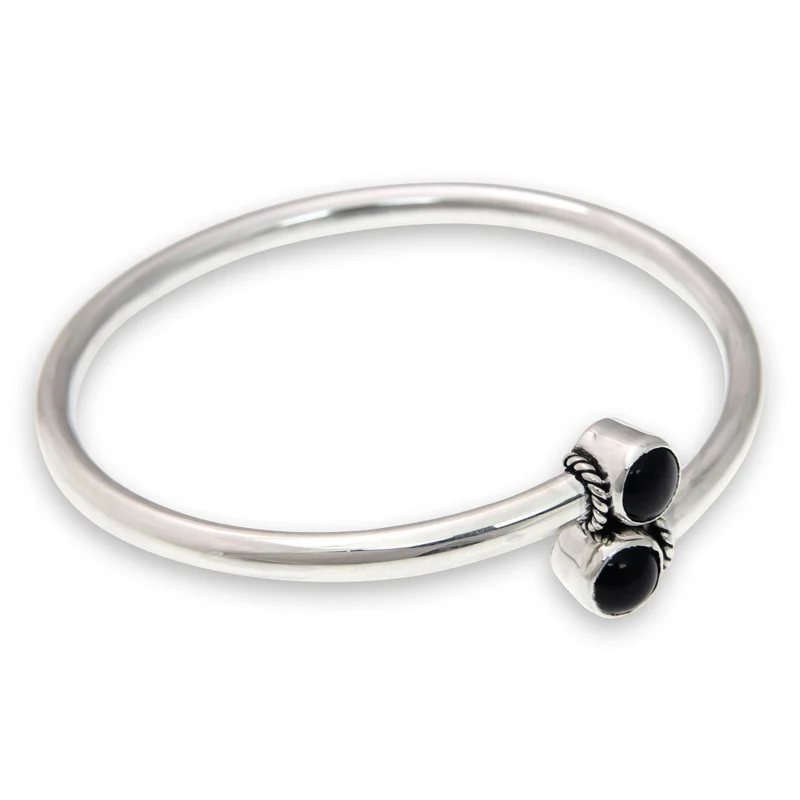 Handgemaakte Onyx Cabochon Bangle Armband 925 Sterling Zilver Boheemse Sieraden Charmante Sieraden Valentijnsdag Cadeau Voor Haar & Moeder