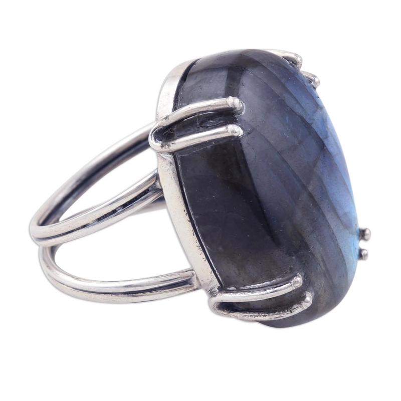 Echter Labradorit-Ring 925 Handgemachtes Design Sterlingsilber Geschenk Für Sie & Mama