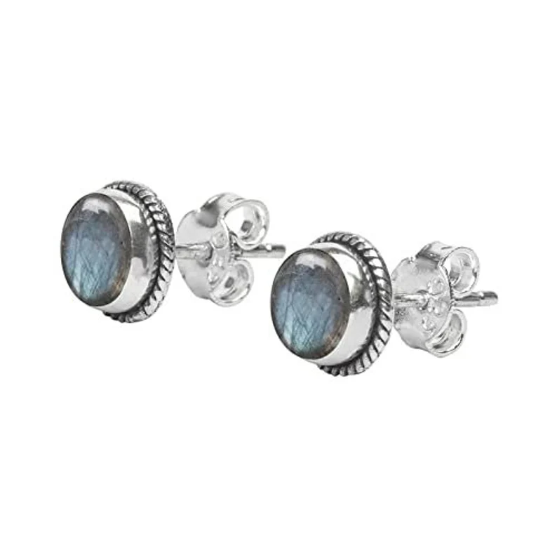 Labradorit Ohrstecker Natürlicher Labradorit 925 Silber Ohrstecker Minimalistische Ohrringe Edelstein Ohrstecker Geschenk für Sie