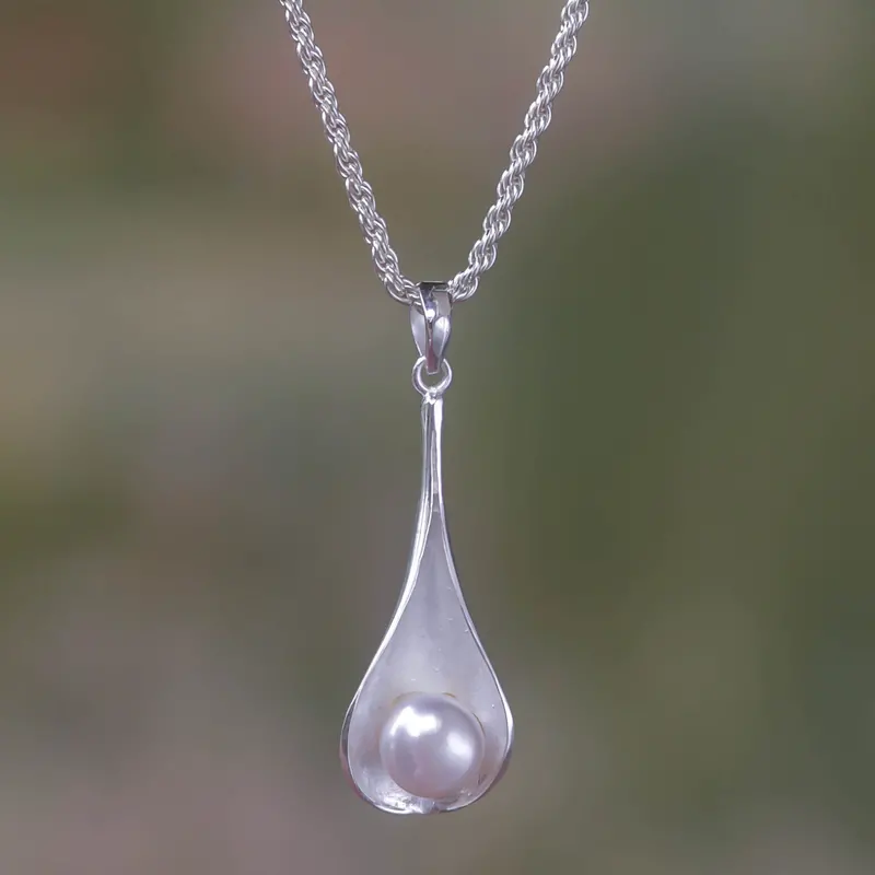 Natur Tränen Perlenkette 925 Sterling Silber Süßwasserperlen Schmuck Handgefertigter Schmuck Boho Halskette Geschenk für Sie