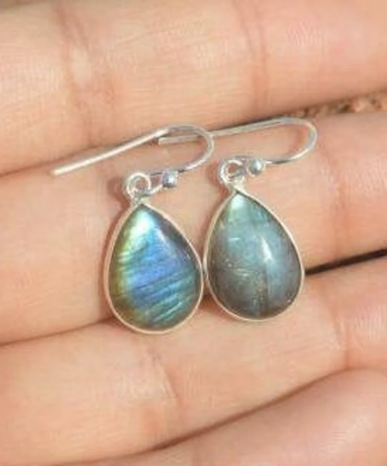 Labradorit Edelstein Ohrring Handgefertigter Ohrring 925 Sterlingsilber Ohrring Geschenk Für Sie