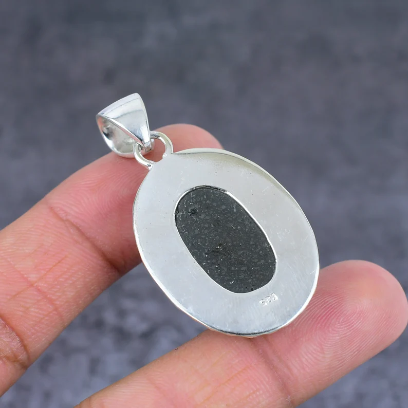 Abalone-Muschel Anhänger aus Sterlingsilber Abalone-Muschel Edelsteinschmuck Abalone-Muschel 925 Sterlingsilber Halsketten-Anhänger Geschenk für sie