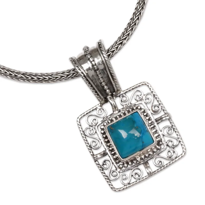 Türkis Sterling Silber Anhänger Halskette Zarte Halskette Perfektes Muttertagsgeschenk Böhmischer Schmuck Geschenk für Sie