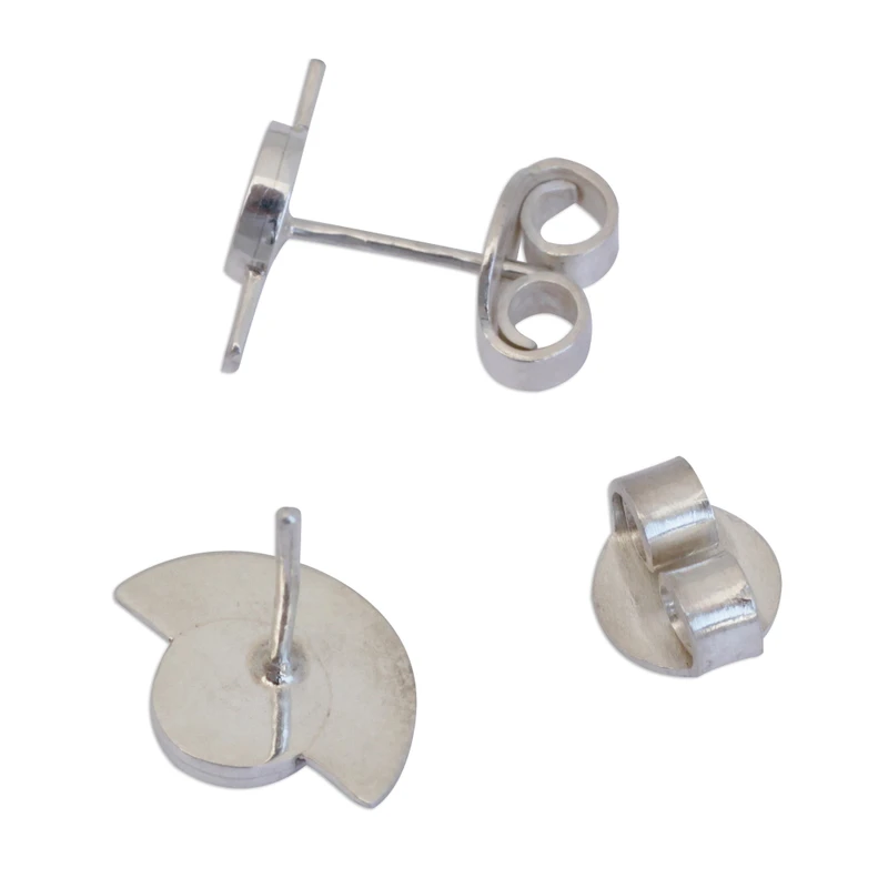 Halbkreis Lapislazuli Knopf Ohrringe 925 Sterling Silber Handgemachte Ohrstecker Alltags-Ohrringe Für Frauen Geschenk Für Sie