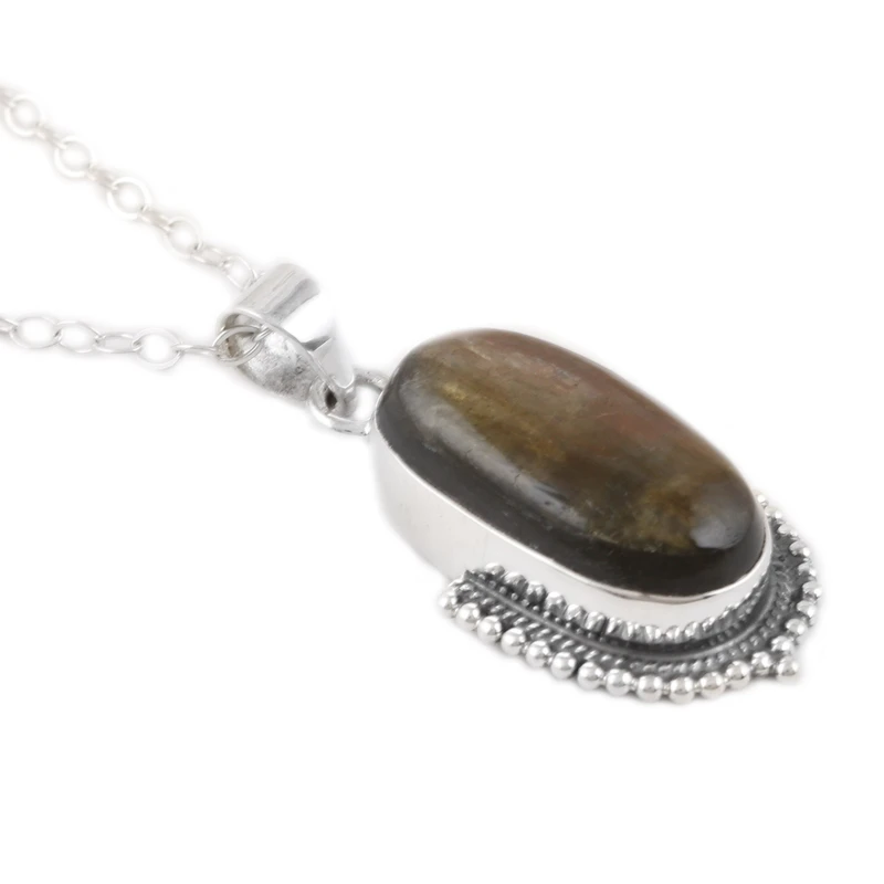 Natürlicher Labradorit Anhänger Halskette 925 Sterling Silber Anhänger Halskette Zarter Labradorit Schmuck Geschenk für Sie