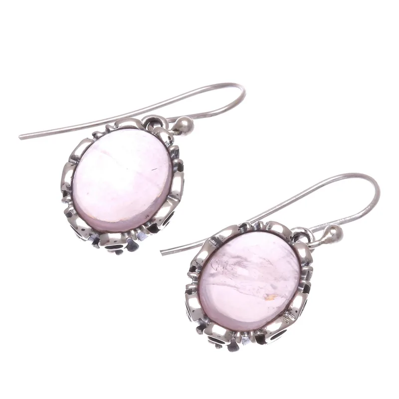 Rosenquarz Sterling Silber Ohrhänger Handgemachte Ohrringe Rosenohrringe Designer Ohrringe Geschenk Für Sie