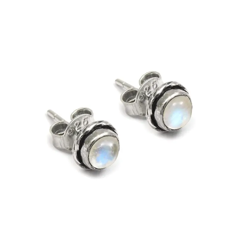 Natürliche Mondstein Ohrstecker Ohrringe für Frauen 925 Sterling Silber Feiner Schmuck Hochzeitstag Geschenke