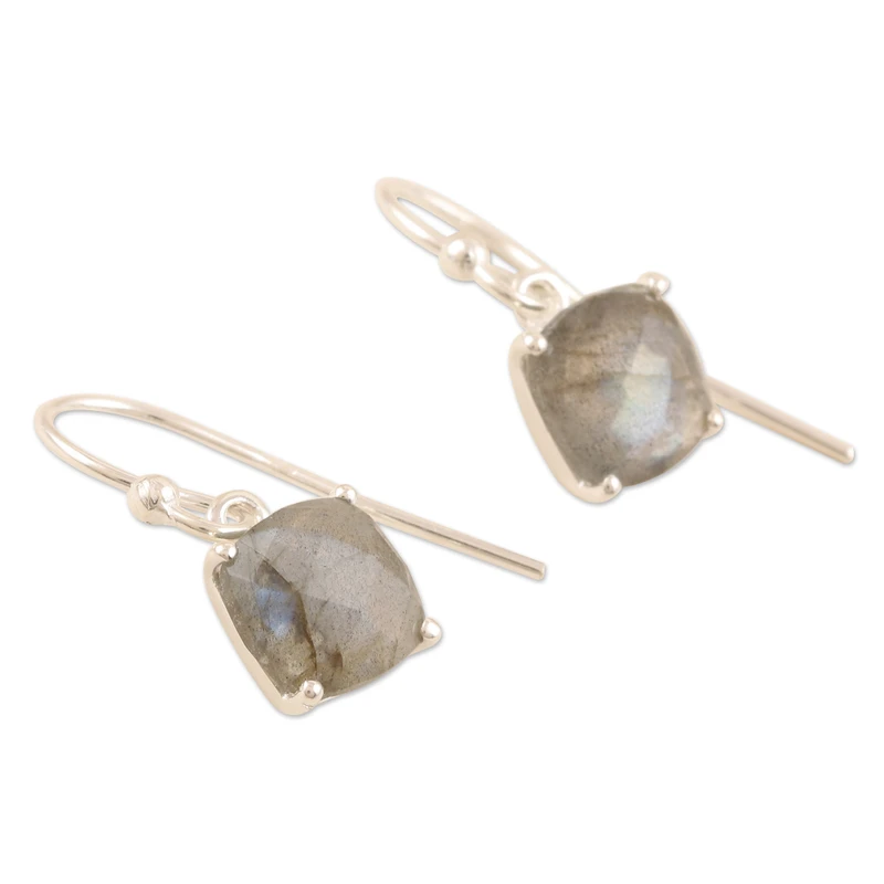 Handgefertigte Labradorit-Hängeohrringe 925 Sterling Silber Ohrringe Blaue Edelstein-Hängeohrringe Labradorit Schmuck Geschenk für Sie